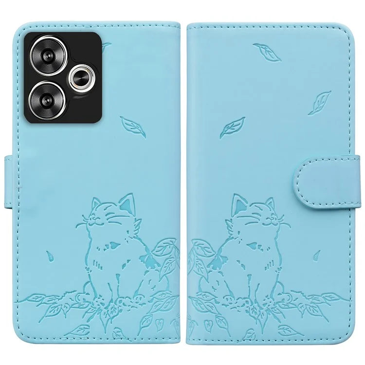 For Xiaomi Poco F6 5G / Redmi Turbo 3 5G Case Wallet Cat Pattern Imprinted Leather Phone Cover