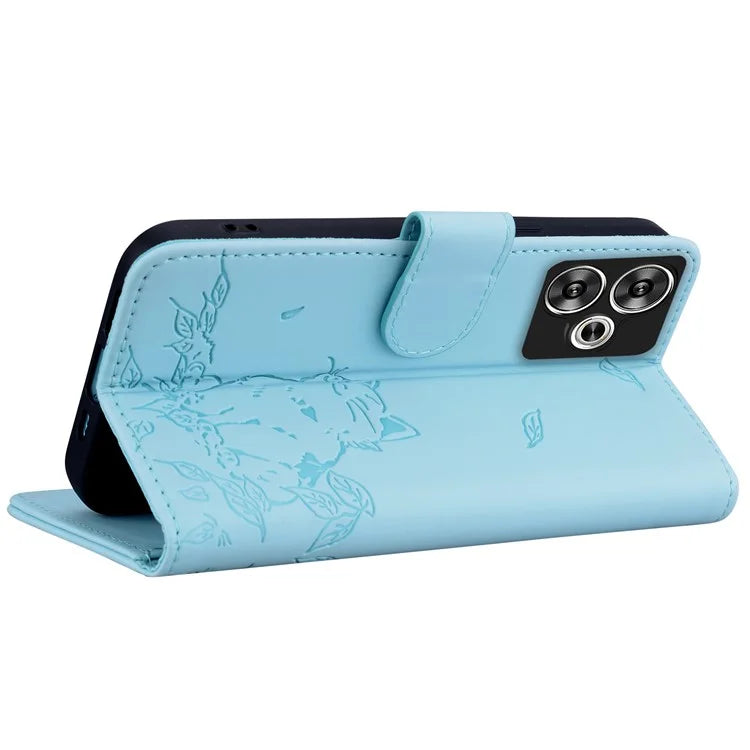 For Xiaomi Poco F6 5G / Redmi Turbo 3 5G Case Wallet Cat Pattern Imprinted Leather Phone Cover