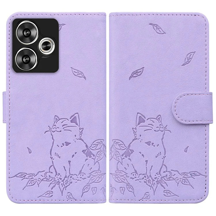 For Xiaomi Poco F6 5G / Redmi Turbo 3 5G Case Wallet Cat Pattern Imprinted Leather Phone Cover