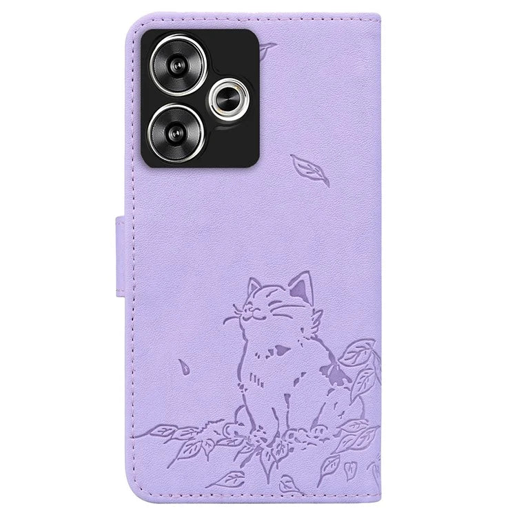 For Xiaomi Poco F6 5G / Redmi Turbo 3 5G Case Wallet Cat Pattern Imprinted Leather Phone Cover