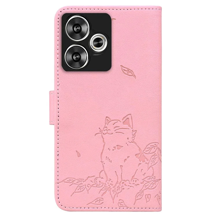 For Xiaomi Poco F6 5G / Redmi Turbo 3 5G Case Wallet Cat Pattern Imprinted Leather Phone Cover