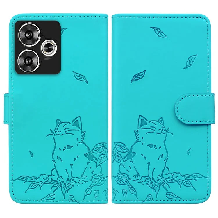 For Xiaomi Poco F6 5G / Redmi Turbo 3 5G Case Wallet Cat Pattern Imprinted Leather Phone Cover