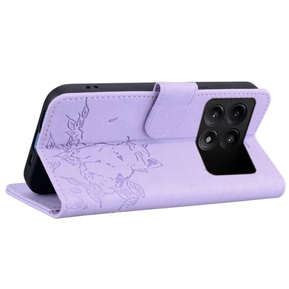 For Xiaomi Poco F6 Pro 5G / Redmi K70 5G / K70 Pro 5G Case Wallet Cat Pattern Imprinted Leather Phone Cover