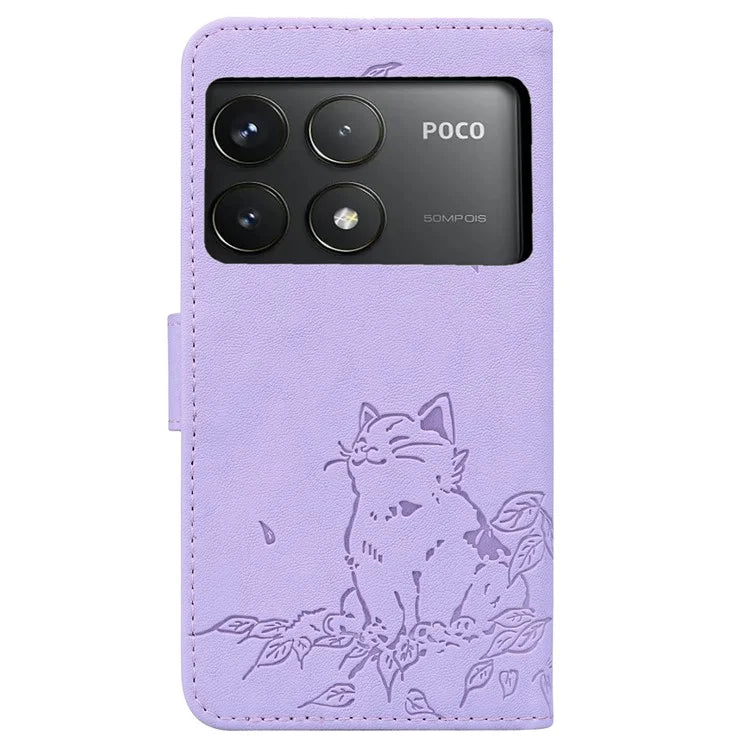 For Xiaomi Poco F6 Pro 5G / Redmi K70 5G / K70 Pro 5G Case Wallet Cat Pattern Imprinted Leather Phone Cover