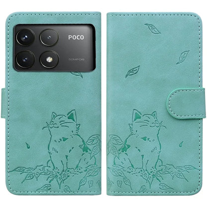 For Xiaomi Poco F6 Pro 5G / Redmi K70 5G / K70 Pro 5G Case Wallet Cat Pattern Imprinted Leather Phone Cover