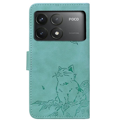 For Xiaomi Poco F6 Pro 5G / Redmi K70 5G / K70 Pro 5G Case Wallet Cat Pattern Imprinted Leather Phone Cover