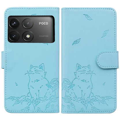 For Xiaomi Poco F6 Pro 5G / Redmi K70 5G / K70 Pro 5G Case Wallet Cat Pattern Imprinted Leather Phone Cover