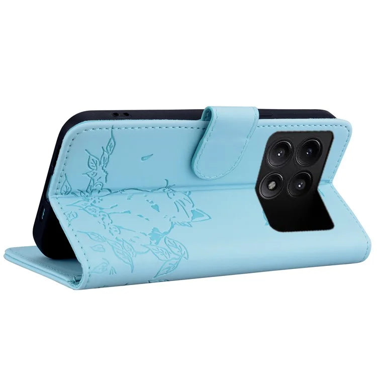 For Xiaomi Poco F6 Pro 5G / Redmi K70 5G / K70 Pro 5G Case Wallet Cat Pattern Imprinted Leather Phone Cover
