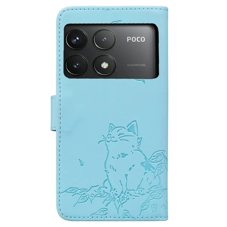 For Xiaomi Poco F6 Pro 5G / Redmi K70 5G / K70 Pro 5G Case Wallet Cat Pattern Imprinted Leather Phone Cover