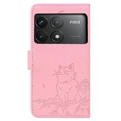 For Xiaomi Poco F6 Pro 5G / Redmi K70 5G / K70 Pro 5G Case Wallet Cat Pattern Imprinted Leather Phone Cover