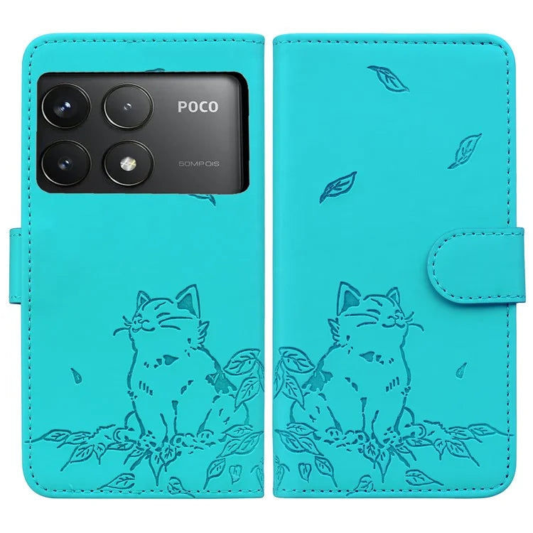 For Xiaomi Poco F6 Pro 5G / Redmi K70 5G / K70 Pro 5G Case Wallet Cat Pattern Imprinted Leather Phone Cover