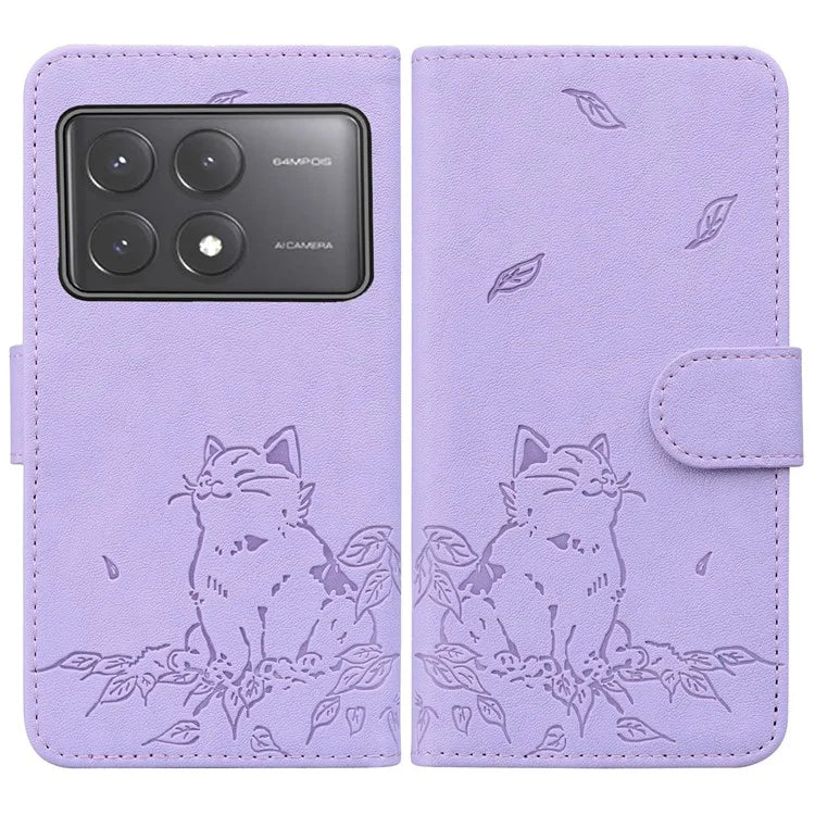 For Xiaomi Poco X6 5G / Redmi Note 13 Pro 5G Case Wallet Cat Pattern Imprinted Leather Phone Cover