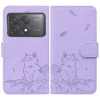For Xiaomi Poco X6 5G / Redmi Note 13 Pro 5G Case Wallet Cat Pattern Imprinted Leather Phone Cover