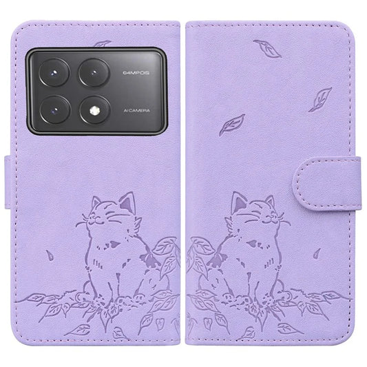 For Xiaomi Poco X6 5G / Redmi Note 13 Pro 5G Case Wallet Cat Pattern Imprinted Leather Phone Cover