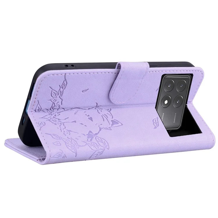 For Xiaomi Poco X6 5G / Redmi Note 13 Pro 5G Case Wallet Cat Pattern Imprinted Leather Phone Cover