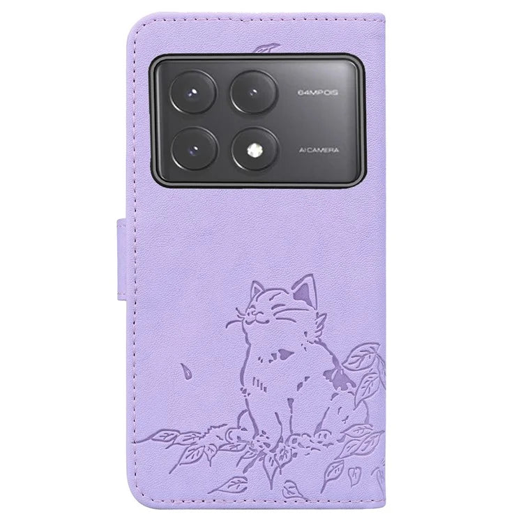 For Xiaomi Poco X6 5G / Redmi Note 13 Pro 5G Case Wallet Cat Pattern Imprinted Leather Phone Cover