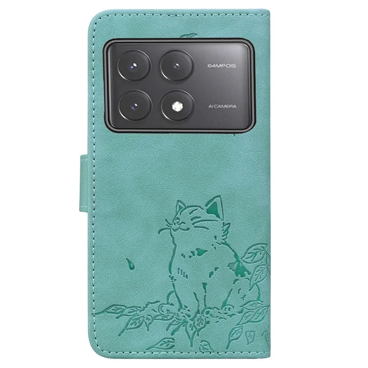 For Xiaomi Poco X6 5G / Redmi Note 13 Pro 5G Case Wallet Cat Pattern Imprinted Leather Phone Cover