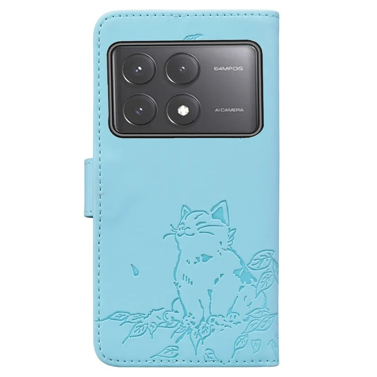 For Xiaomi Poco X6 5G / Redmi Note 13 Pro 5G Case Wallet Cat Pattern Imprinted Leather Phone Cover