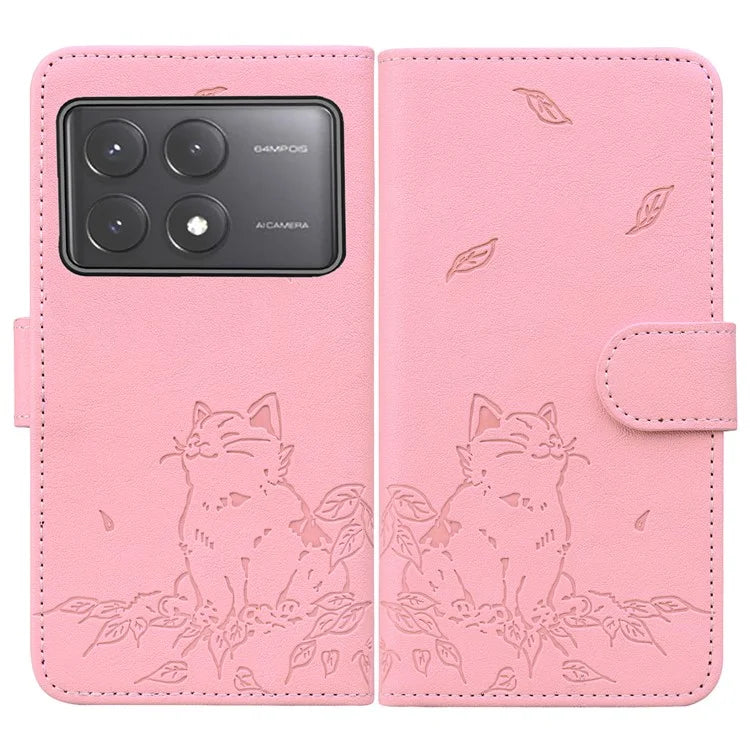 For Xiaomi Poco X6 5G / Redmi Note 13 Pro 5G Case Wallet Cat Pattern Imprinted Leather Phone Cover