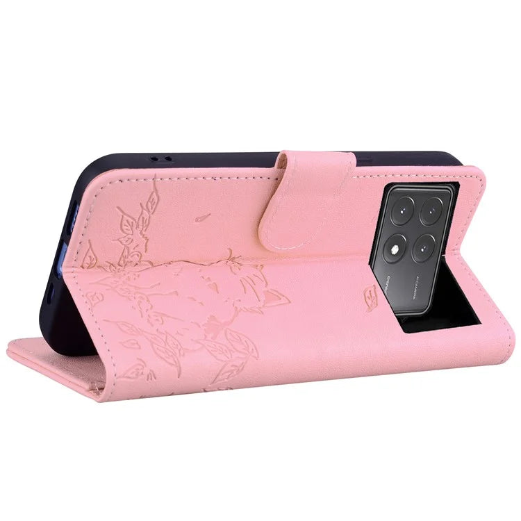 For Xiaomi Poco X6 5G / Redmi Note 13 Pro 5G Case Wallet Cat Pattern Imprinted Leather Phone Cover