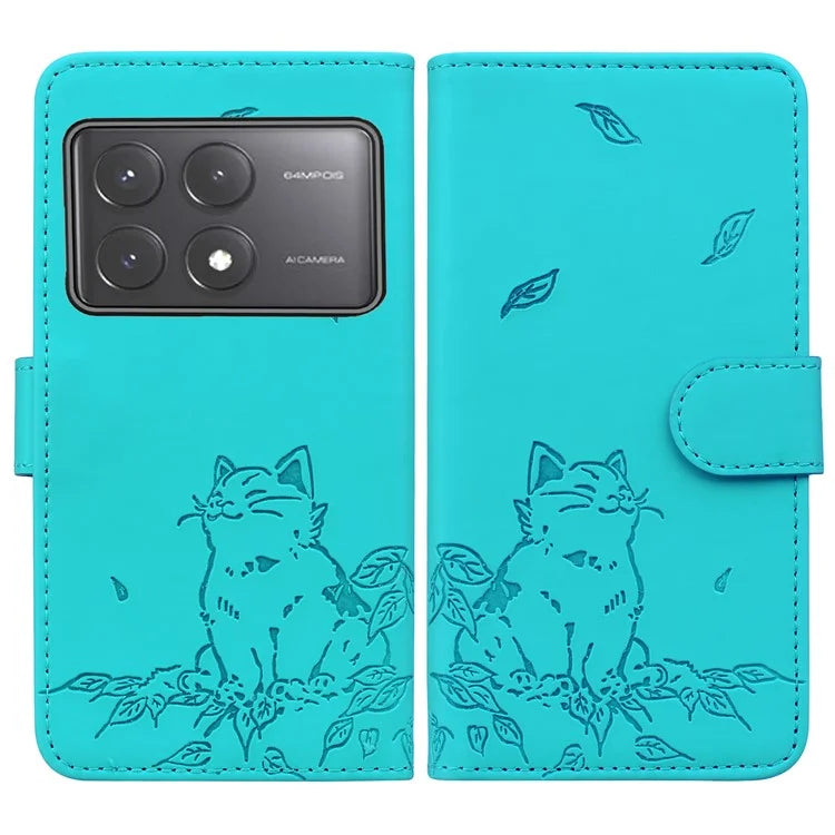 For Xiaomi Poco X6 5G / Redmi Note 13 Pro 5G Case Wallet Cat Pattern Imprinted Leather Phone Cover