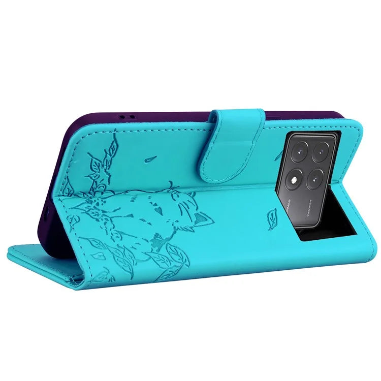 For Xiaomi Poco X6 5G / Redmi Note 13 Pro 5G Case Wallet Cat Pattern Imprinted Leather Phone Cover