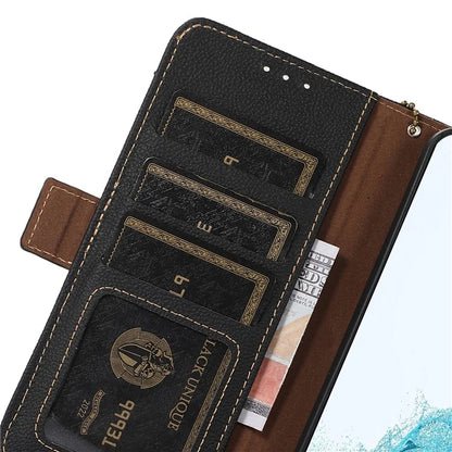 TJ For Samsung Galaxy M35 5G Case RFID Blocking Genuine Cow Leather Phone Cover