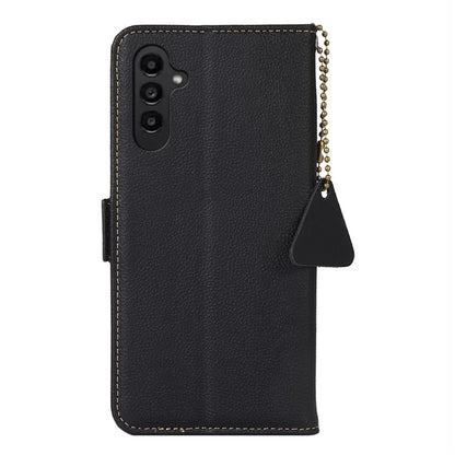 TJ For Samsung Galaxy M35 5G Case RFID Blocking Genuine Cow Leather Phone Cover