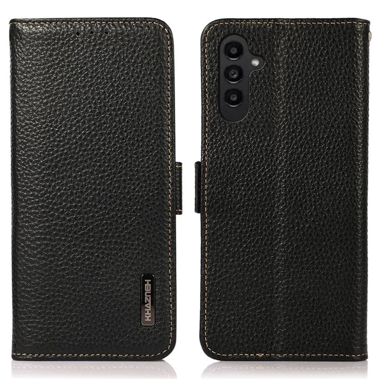 KHAZNEH For Samsung Galaxy M35 5G Phone Case Genuine Cow Leather Cover RFID Blocking