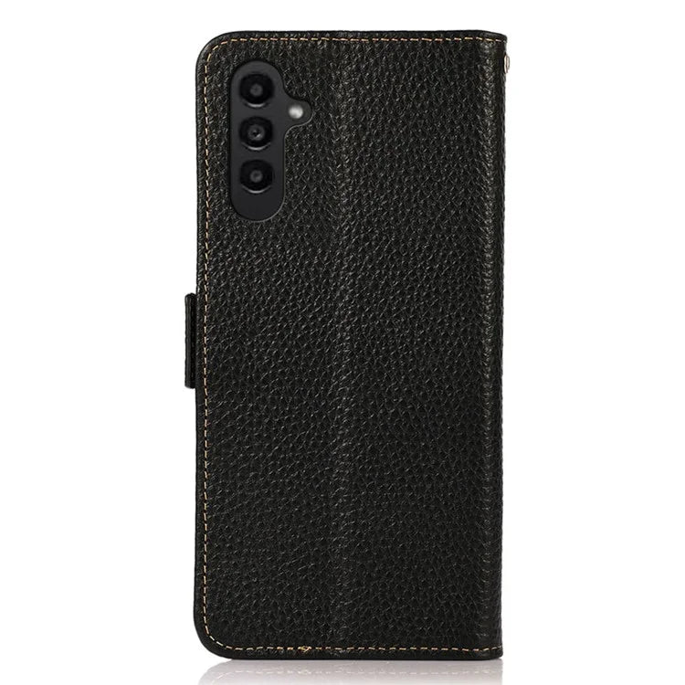 KHAZNEH For Samsung Galaxy M35 5G Phone Case Genuine Cow Leather Cover RFID Blocking