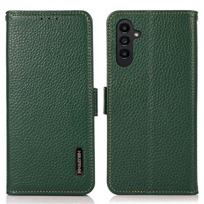 KHAZNEH For Samsung Galaxy M35 5G Phone Case Genuine Cow Leather Cover RFID Blocking