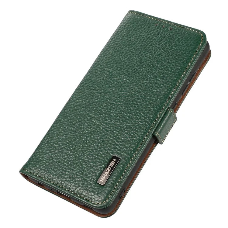 KHAZNEH For Samsung Galaxy M35 5G Phone Case Genuine Cow Leather Cover RFID Blocking