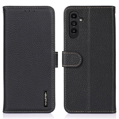 KHAZNEH For Samsung Galaxy M35 5G Phone Case Genuine Cow Leather Flip Cover