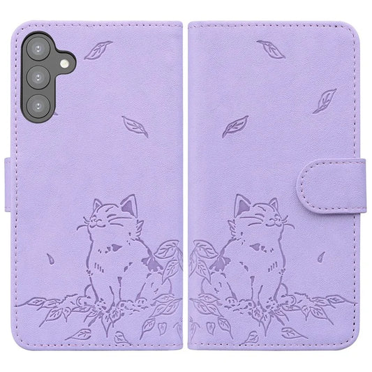 For Samsung Galaxy S24 FE Case Wallet Cat Pattern Imprinted Leather Phone Cover
