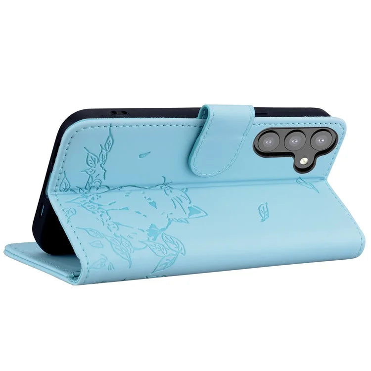 For Samsung Galaxy A16 5G Case Wallet Cat Pattern Imprinted Leather Phone Cover