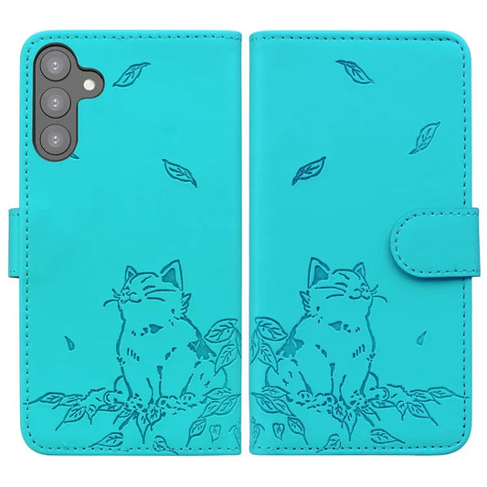 For Samsung Galaxy S24+ Case Wallet Cat Pattern Imprinted Leather Phone Cover