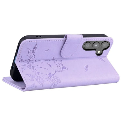 For Samsung Galaxy S24+ Case Wallet Cat Pattern Imprinted Leather Phone Cover