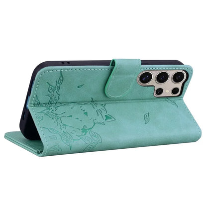 For Samsung Galaxy S24 Ultra Case Wallet Cat Pattern Imprinted Leather Phone Cover