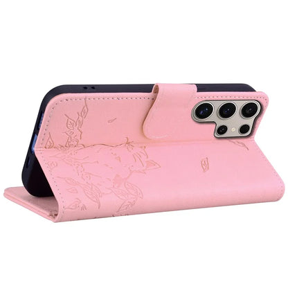 For Samsung Galaxy S24 Ultra Case Wallet Cat Pattern Imprinted Leather Phone Cover