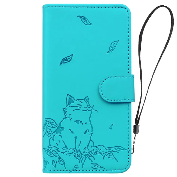 For Samsung Galaxy S24 Ultra Case Wallet Cat Pattern Imprinted Leather Phone Cover