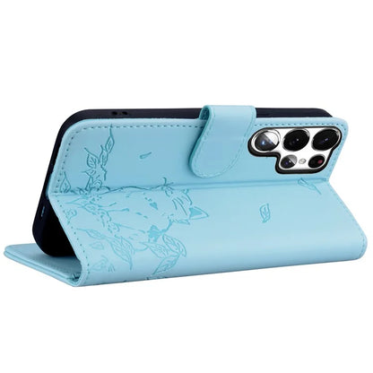 For Samsung Galaxy S23 Ultra Case Wallet Cat Pattern Imprinted Leather Phone Cover