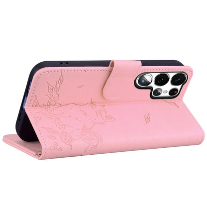 For Samsung Galaxy S23 Ultra Case Wallet Cat Pattern Imprinted Leather Phone Cover