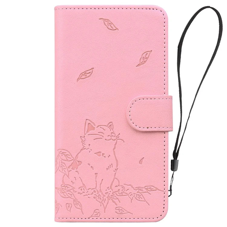 For Samsung Galaxy S23 Ultra Case Wallet Cat Pattern Imprinted Leather Phone Cover