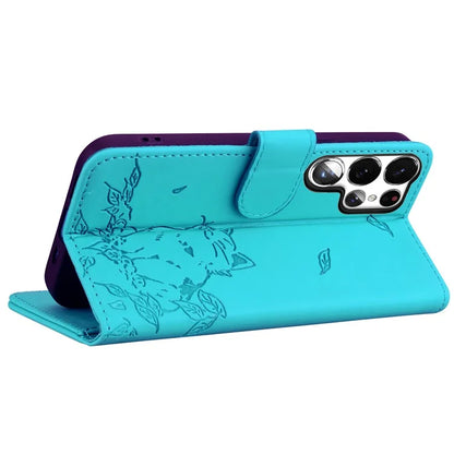 For Samsung Galaxy S23 Ultra Case Wallet Cat Pattern Imprinted Leather Phone Cover