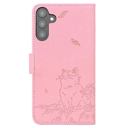 For Samsung Galaxy S24 Case Wallet Cat Pattern Imprinted Leather Phone Cover