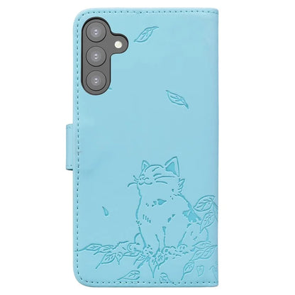 For Samsung Galaxy S24 Case Wallet Cat Pattern Imprinted Leather Phone Cover