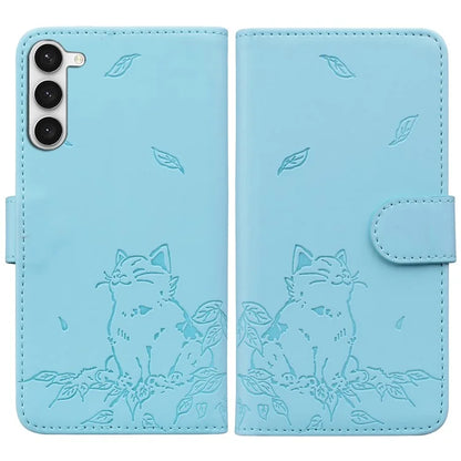For Samsung Galaxy S23+ Case Wallet Cat Pattern Imprinted Leather Phone Cover