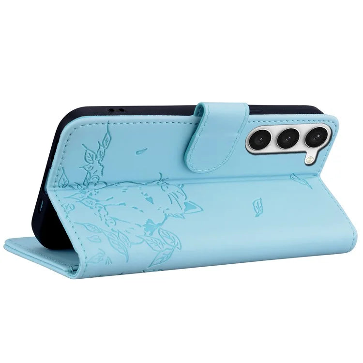 For Samsung Galaxy S23+ Case Wallet Cat Pattern Imprinted Leather Phone Cover