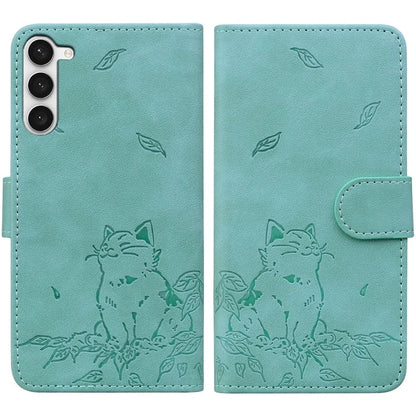 For Samsung Galaxy S23+ Case Wallet Cat Pattern Imprinted Leather Phone Cover