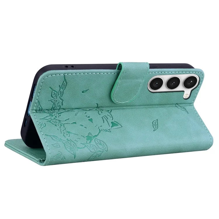 For Samsung Galaxy S23+ Case Wallet Cat Pattern Imprinted Leather Phone Cover